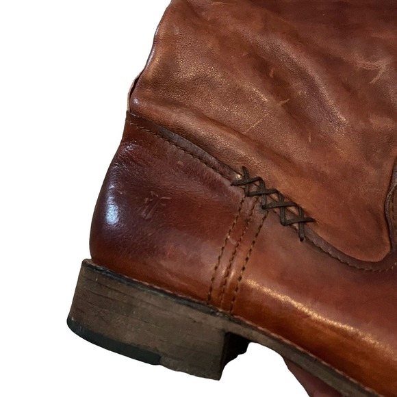 Frye Shirley Artisan Tall Riding Boots Brown Leather Pull On - Picture 13 of 15